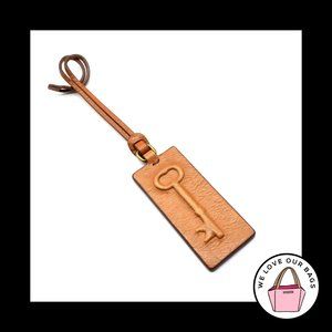 FOSSIL ID Tag Luggage BROWN LEATHER Key Strap Fob Bag Charm Keychain Hang Tag